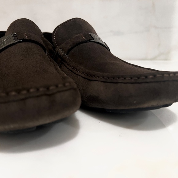 LIKE NEW Class Cavalli Dark Brown Slip-On Suede Logo Plaque Loafers/Driving Moc - Picture 13 of 16